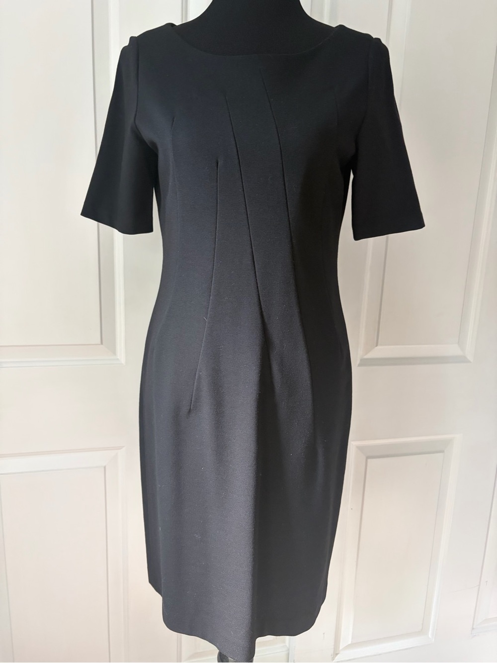 Lafayette 148 New York Black Short-Sleeve Midi Sheath Dress